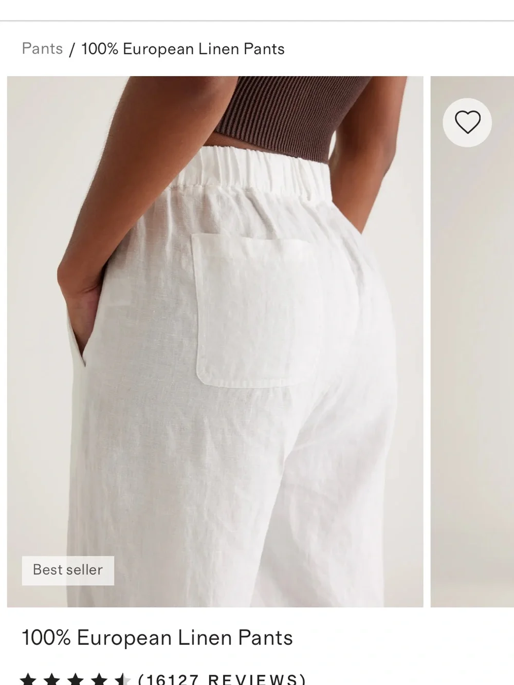 Quince 100% European Linen Pants White Size Large